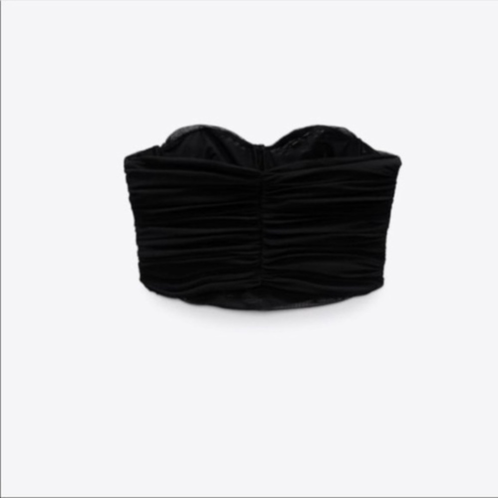New Zara | Black Tulle Cropped Corset - Picture 11 of 14